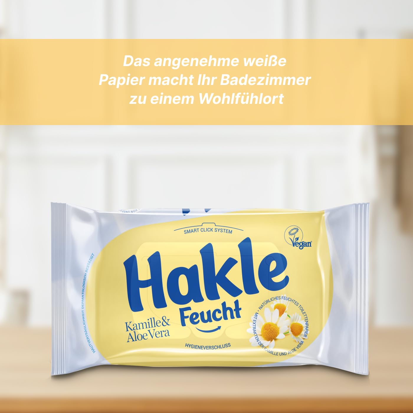 Hakle Kamille & Aloe Vera Feuchtes Toilettenpapier, 12 Packungen, vegan