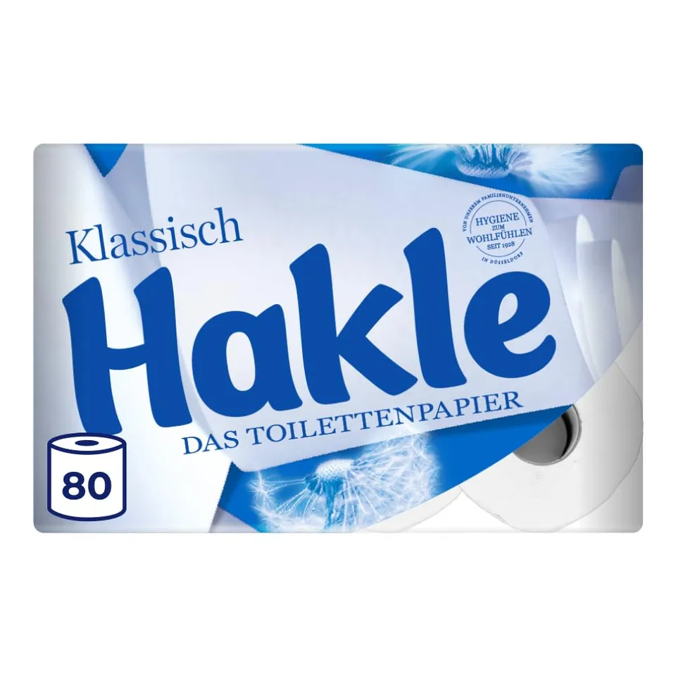Hakle Klassisch Toilettenpapier 80 Rollen, 3-lagig und weiß