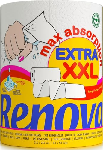 Renova Kitchen Roll MAX ABSORPTION EXTRA XXL Küchenrolle, 1 Rolle, 120 Blatt