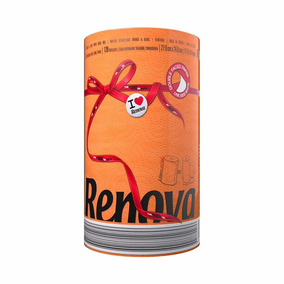Renova Kitchen Roll ORANGE Paper Towel Küchenrolle 1 Rolle