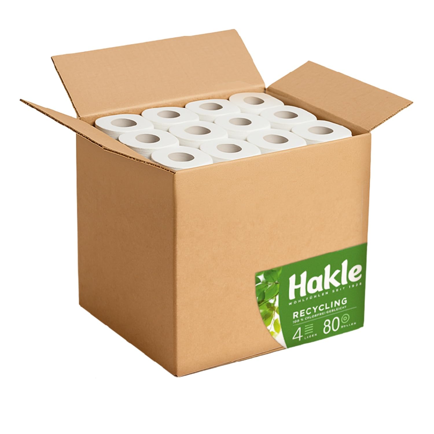 Hakle Recycling Toilettenpapier 80 Rollen 4-lagig Altpapier