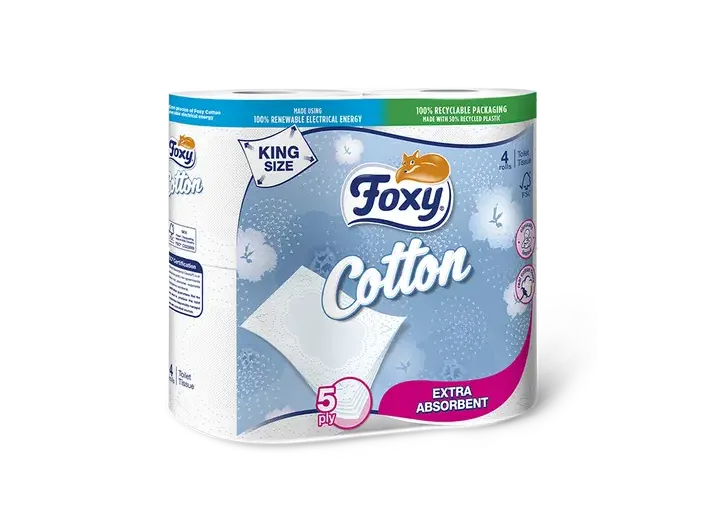 Foxy Cotton Toilettenpapier 6 Rollen, mit Baumwollfasern