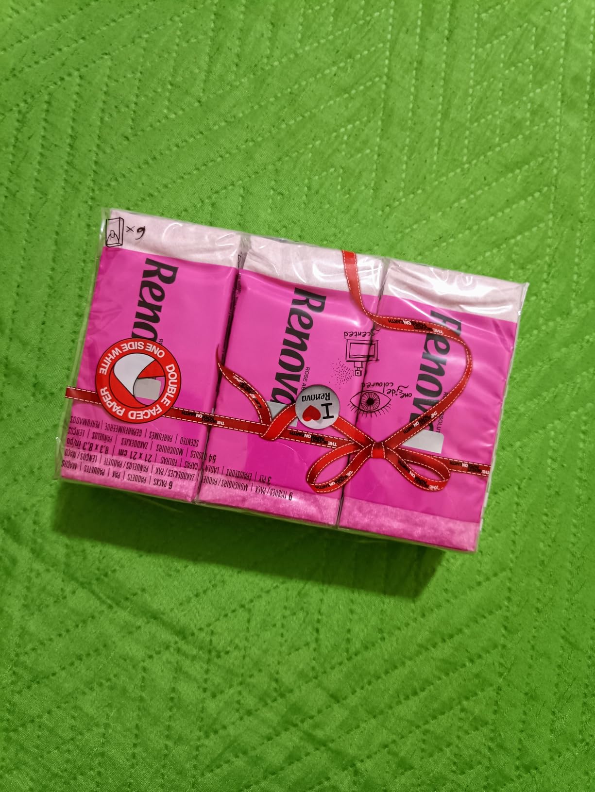 Renova Tissues Red Label Taschentücher blau, Blaubeerkuchenduft, 6 Päckchen