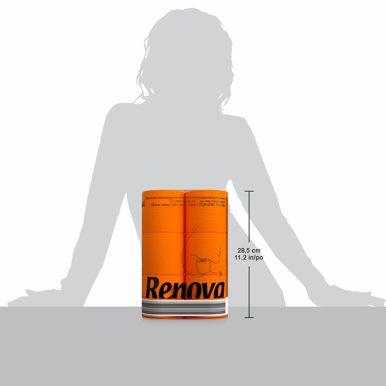 Renova Toilet Paper Orange Regular 6 200064519 Toilettenpapier, 1 Rolle
