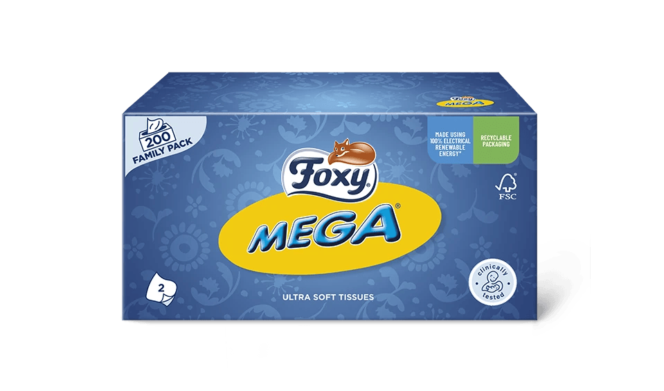Foxy Mega Gesichtstücher, 200 Stück, Familienpackung
