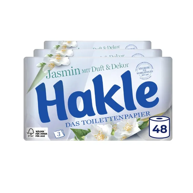 Hakle Jasmin Jasminduft & Dekor Toilettenpapier 48 Rollen, 3-lagig
