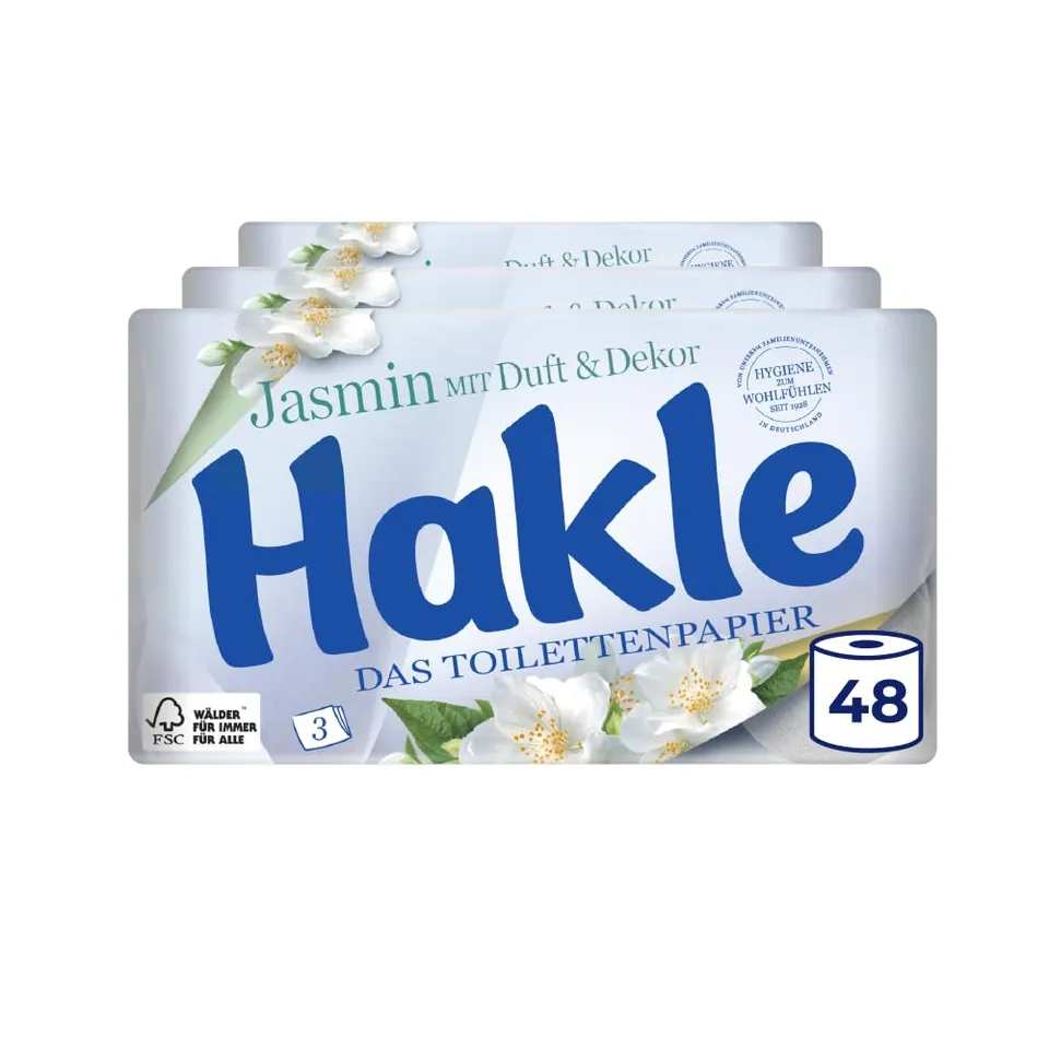 Hakle Jasmin Jasminduft & Dekor Toilettenpapier 48 Rollen, 3-lagig