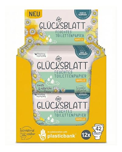 Glücksblatt Tücher feuchtes Toilettenpapier Kamille 12 x 42 Tücher, mit Kamillenextrakt