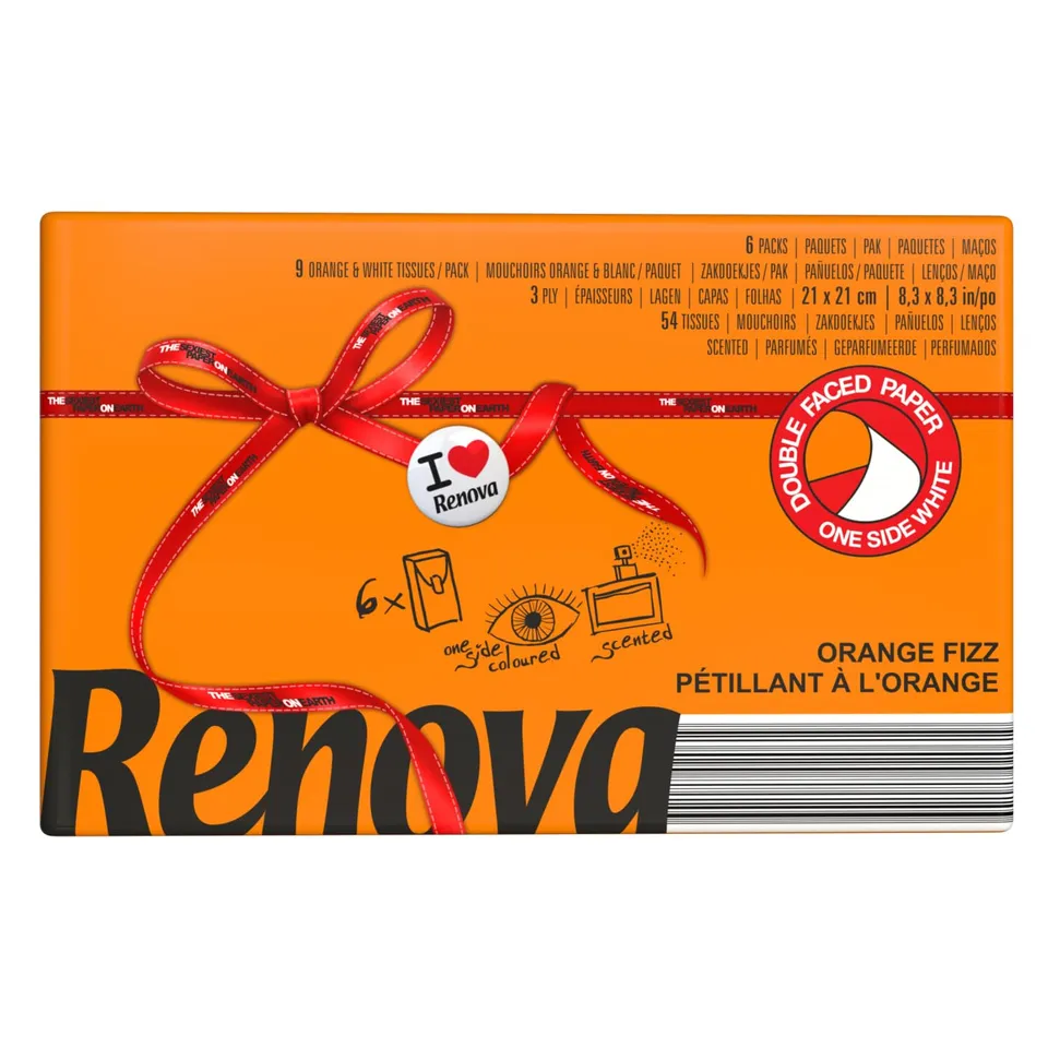 Renova Tissues ORANGE FIZZ Taschentücher, 6 Packungen, Orangenduft