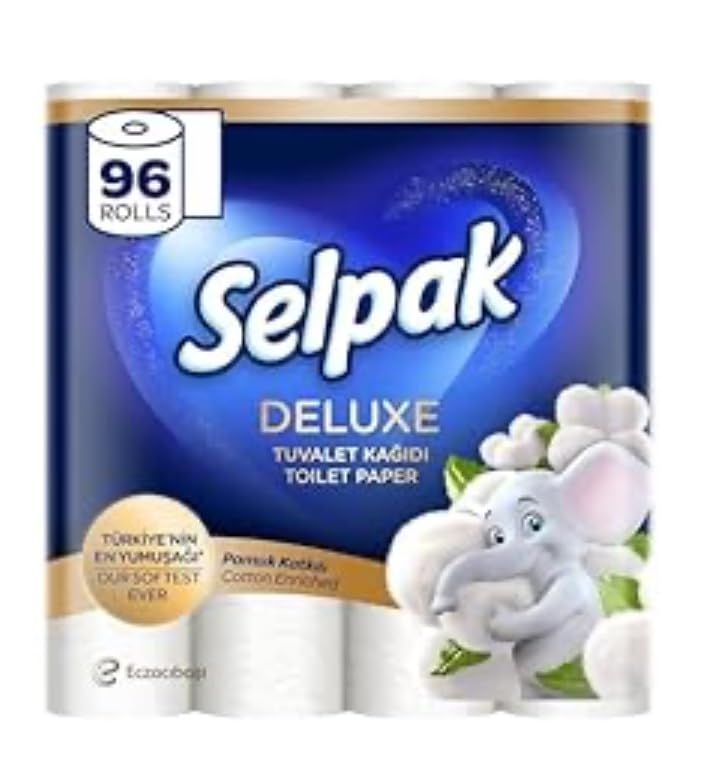 Selpak Deluxe Toilettenpapier 96 Rollen, 3-lagig mit Baumwollfasern