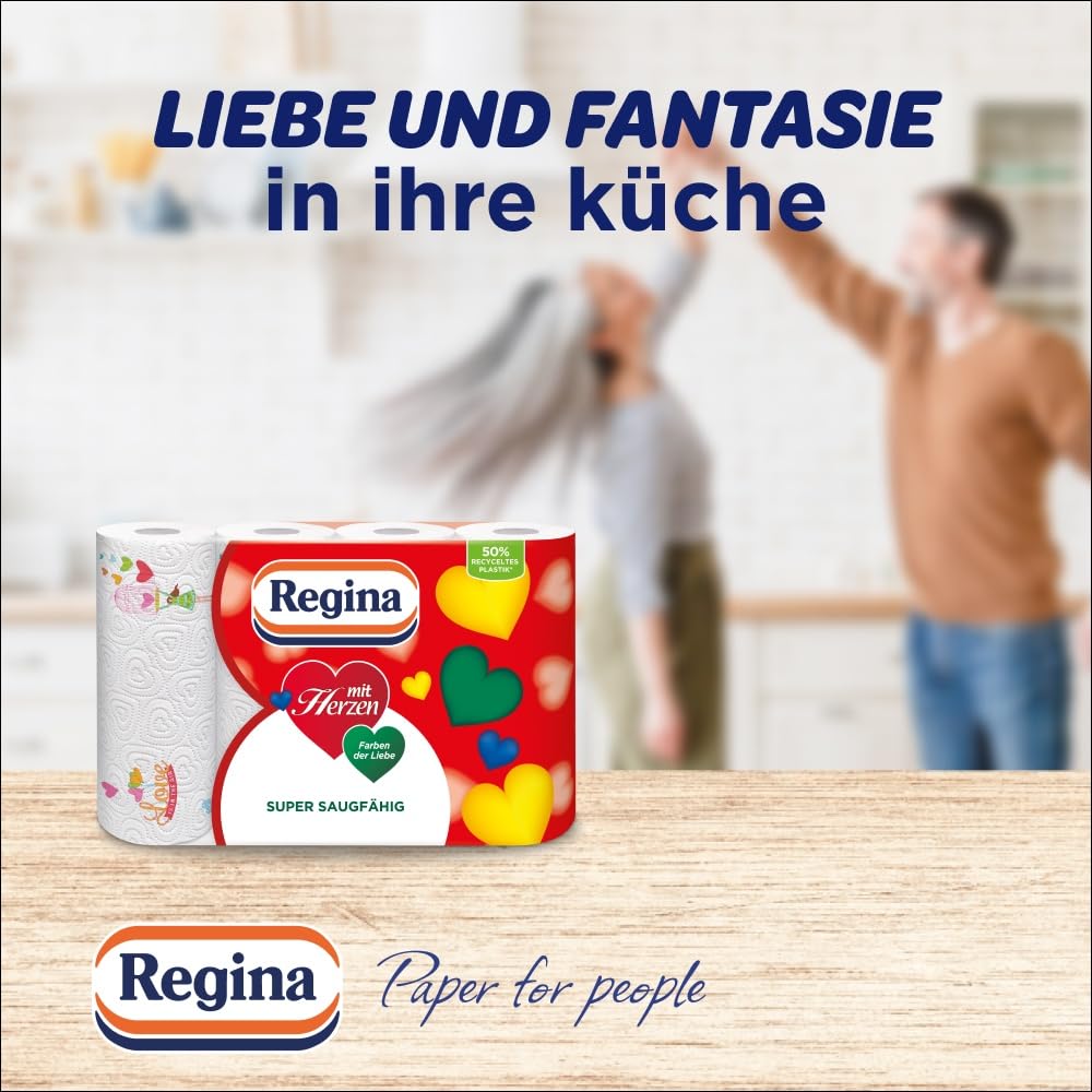 Regina mit Herzen Haushaltstücher 8 Rollen, 3-lagig