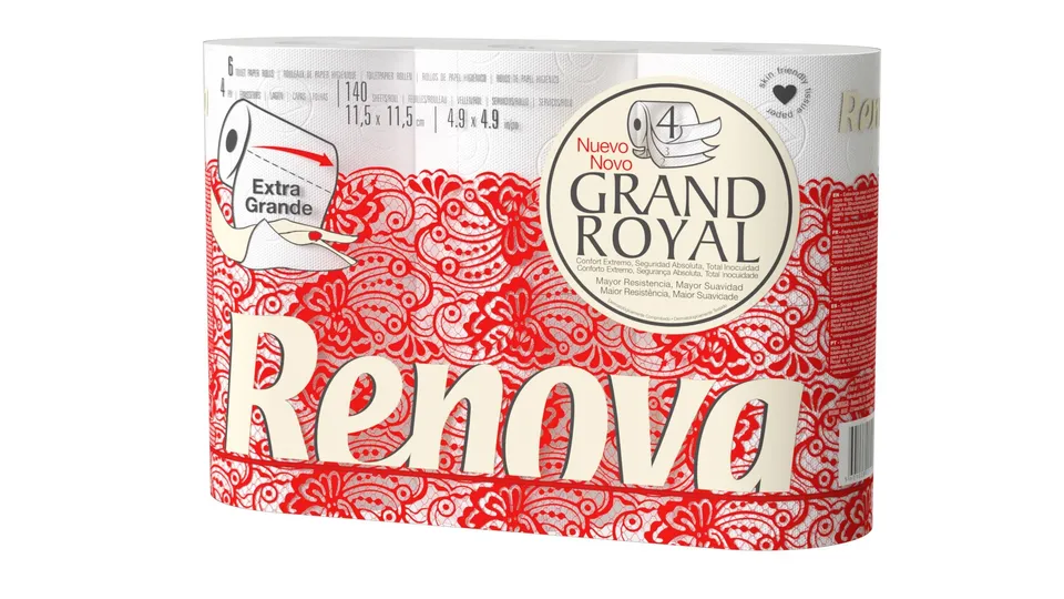 Renova Toilet Paper 200105437 Renova Grand Royal 4-lagig Toilettenpapier 6 Rollen