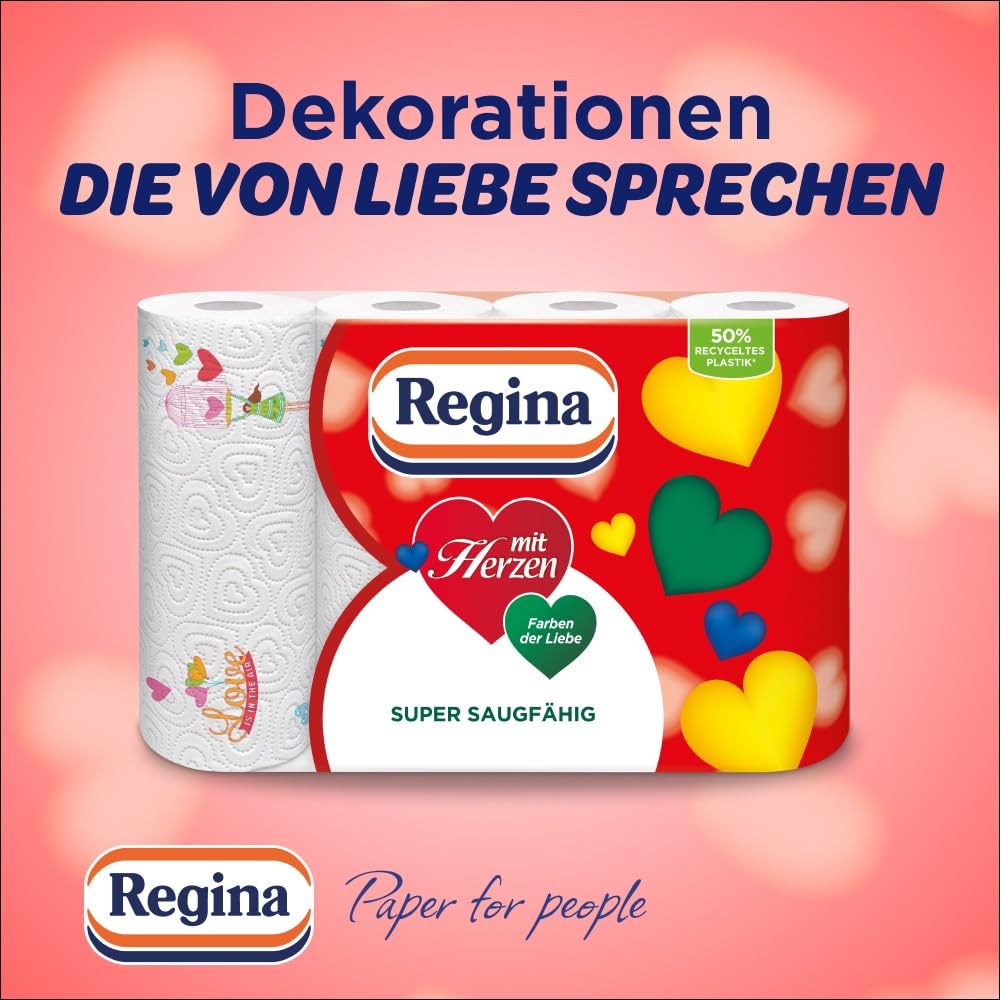 Regina mit Herzen Haushaltstücher 8 Rollen, 3-lagig