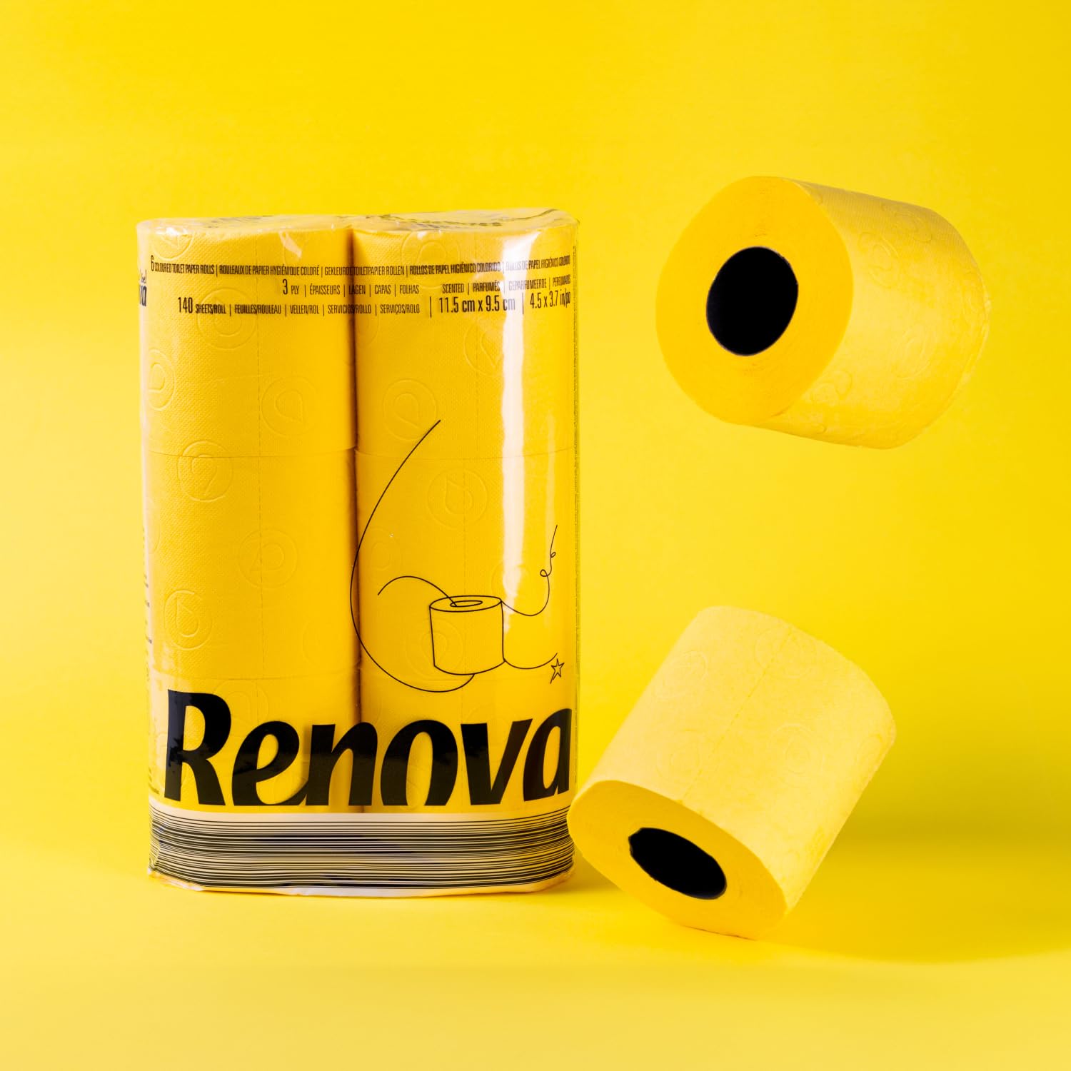 Renova Toilet Paper Yellow Toilettenpapier 6 Rollen, duftend