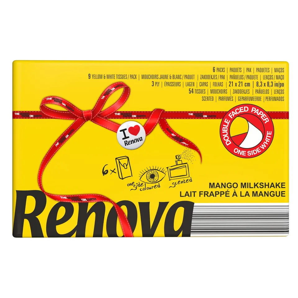 Renova Tissues Red Label MANGO Taschentücher 12 Stück 1er Pack Mango-Duft