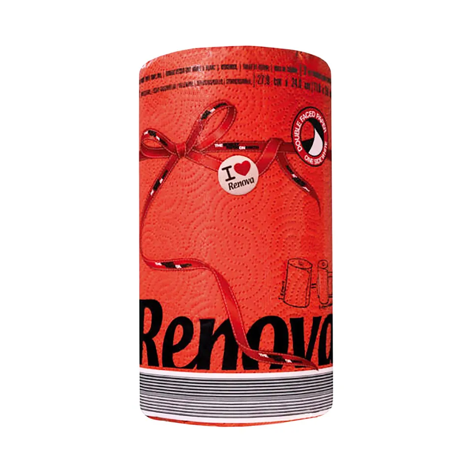 Renova Kitchen Roll RED Küchenrolle rot, 1 Rolle, 120 Blatt