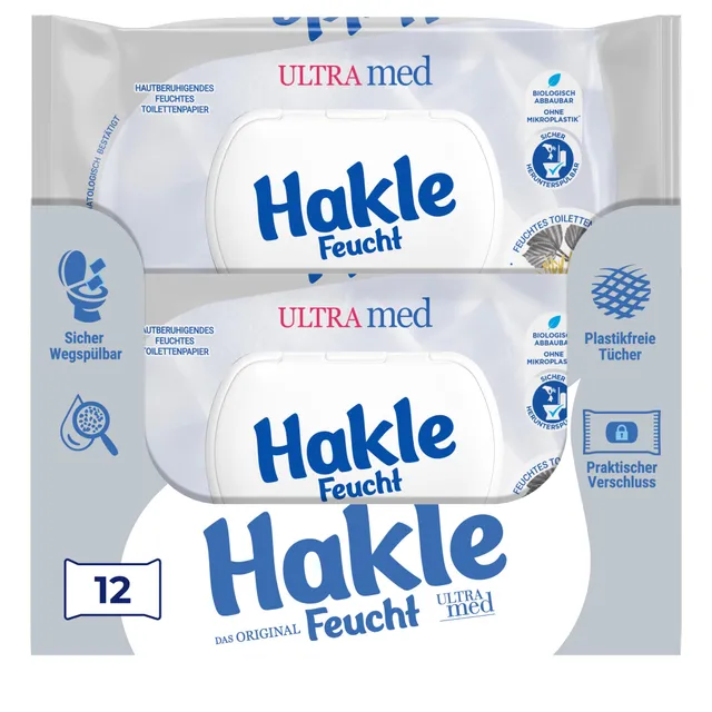 Hakle Feucht ULTRA MED Feuchttücher 12 Packungen mit Panthenol