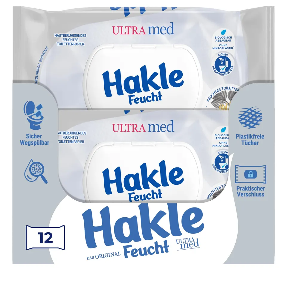 Hakle Feucht ULTRA MED Feuchttücher 12 Packungen mit Panthenol