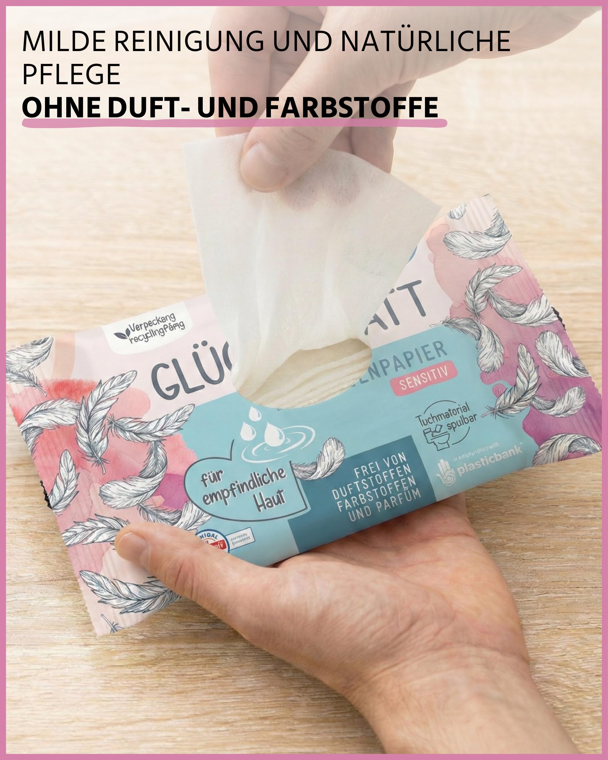 Glücksblatt Tücher feuchtes Toilettenpapier Sensitiv 12 x 42 Tücher, parfümfrei
