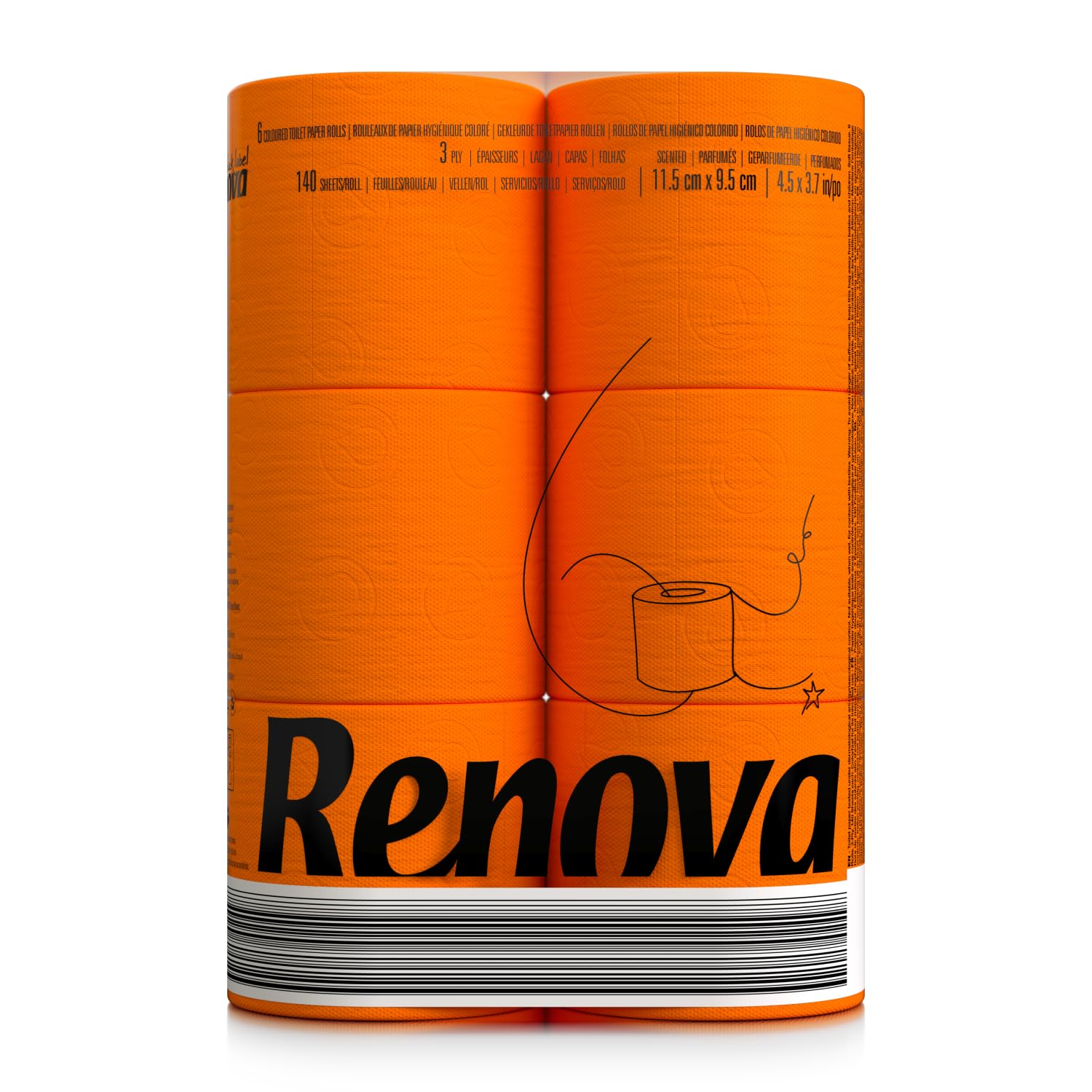 Renova Toilet Paper Orange Regular 6 200064519 Toilettenpapier, 1 Rolle