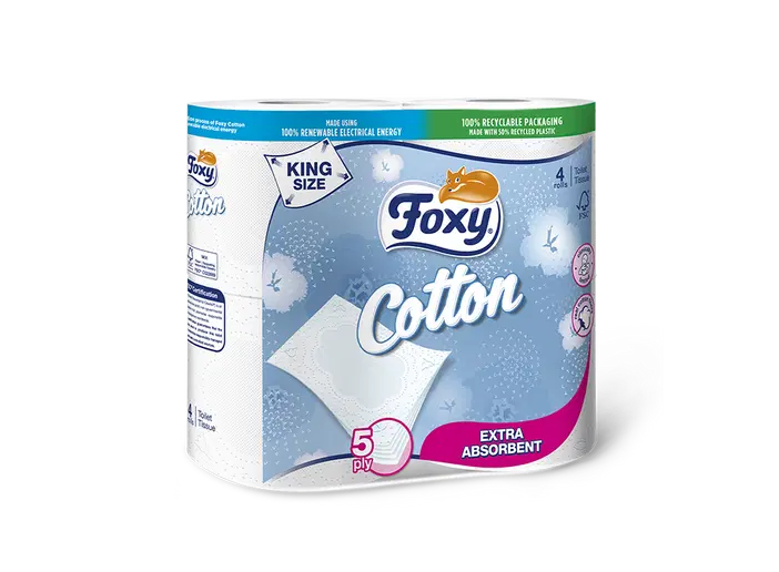Foxy Cotton Toilettenpapier 6 Rollen, mit Baumwollfasern