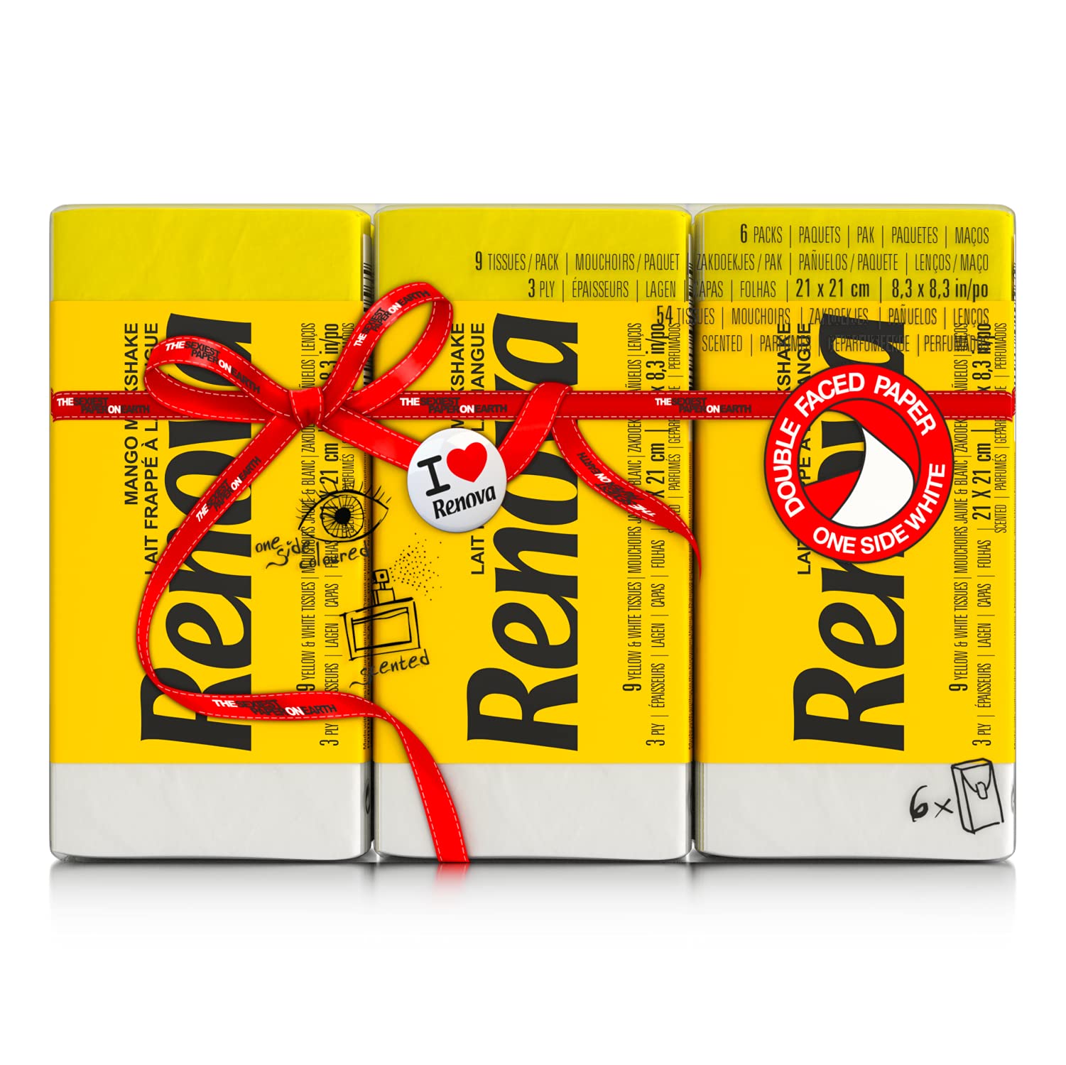 Renova Tissues Red Label MANGO Taschentücher 12 Stück 1er Pack Mango-Duft