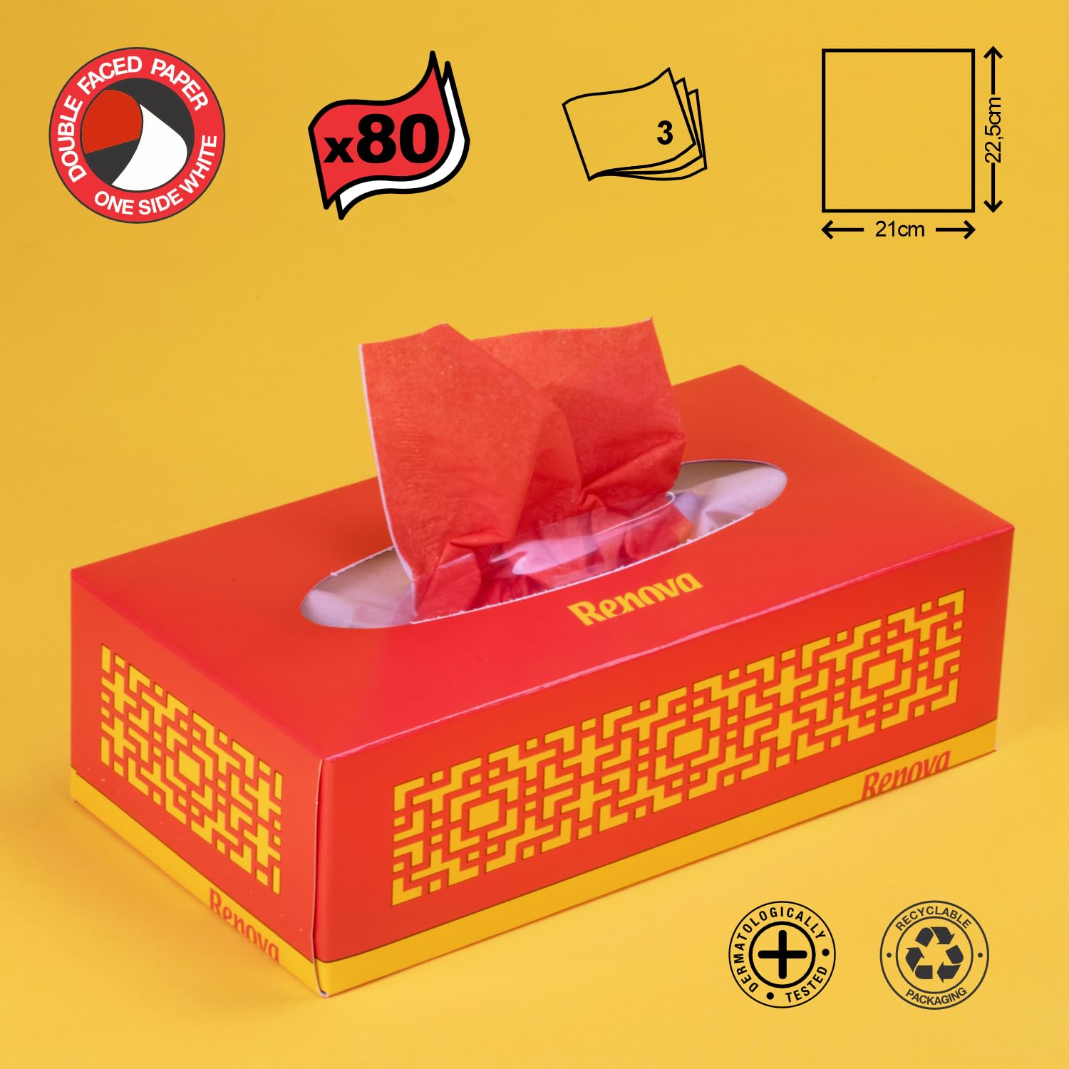 Renova Tissues RED Facial Kosmetiktücher 80 Stück rot 3-lagig