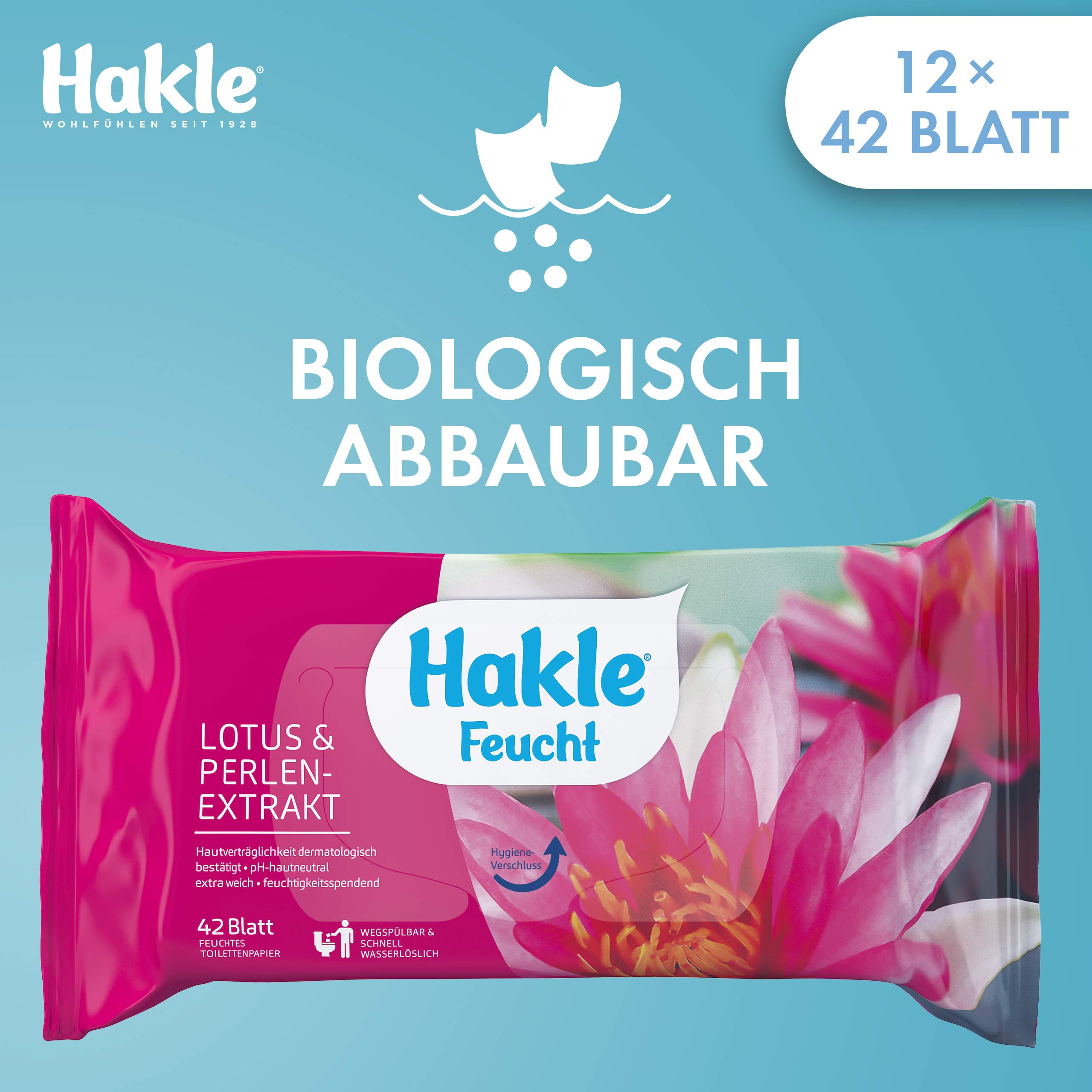 Hakle Feucht Lotus & Perlenextrakt feuchtes Toilettenpapier 12 Packungen