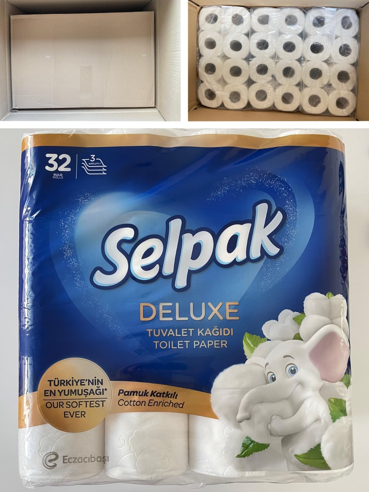 Selpak Deluxe Toilettenpapier 96 Rollen, 3-lagig mit Baumwollfasern