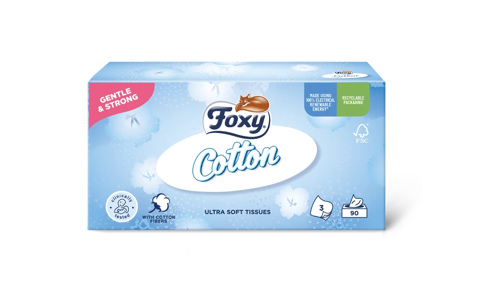Foxy Cotton Taschentücher, 3-lagig mit Baumwollfasern