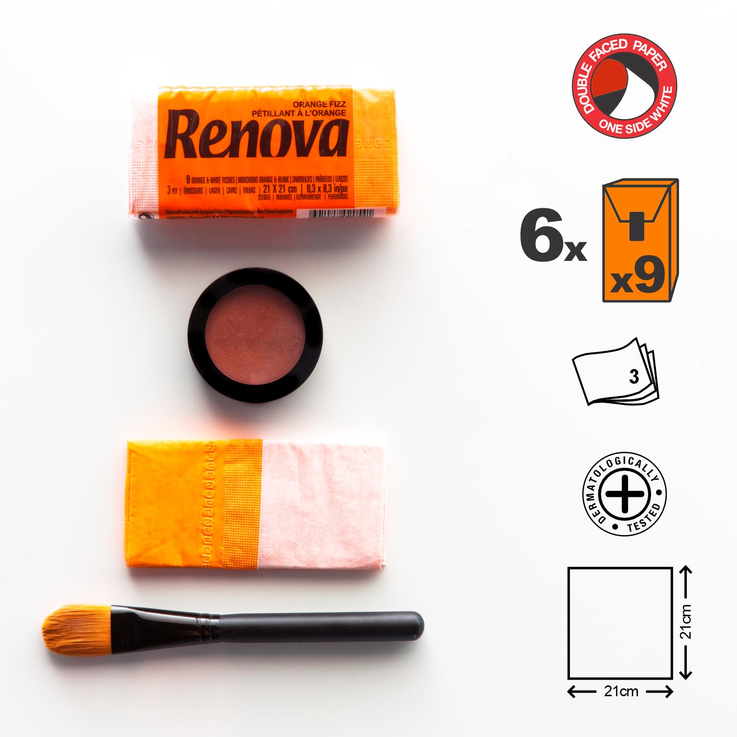 Renova Tissues ORANGE FIZZ Taschentücher, 6 Packungen, Orangenduft
