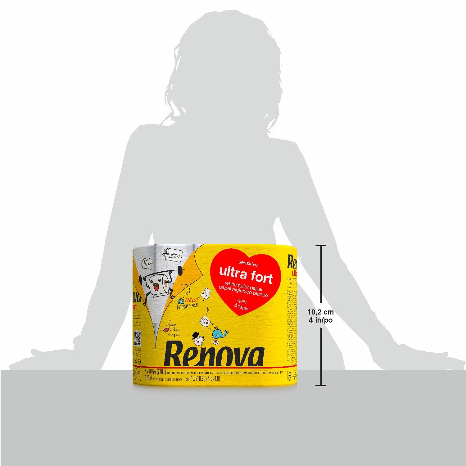 Renova Ultra Fort Toilettenpapier 4 Rollen, weiß und 4-lagig