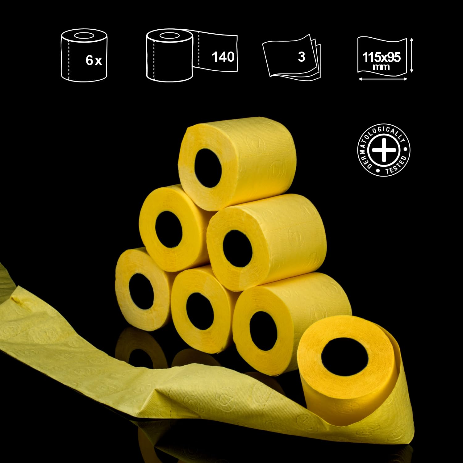 Renova Toilet Paper Yellow Toilettenpapier 6 Rollen, duftend