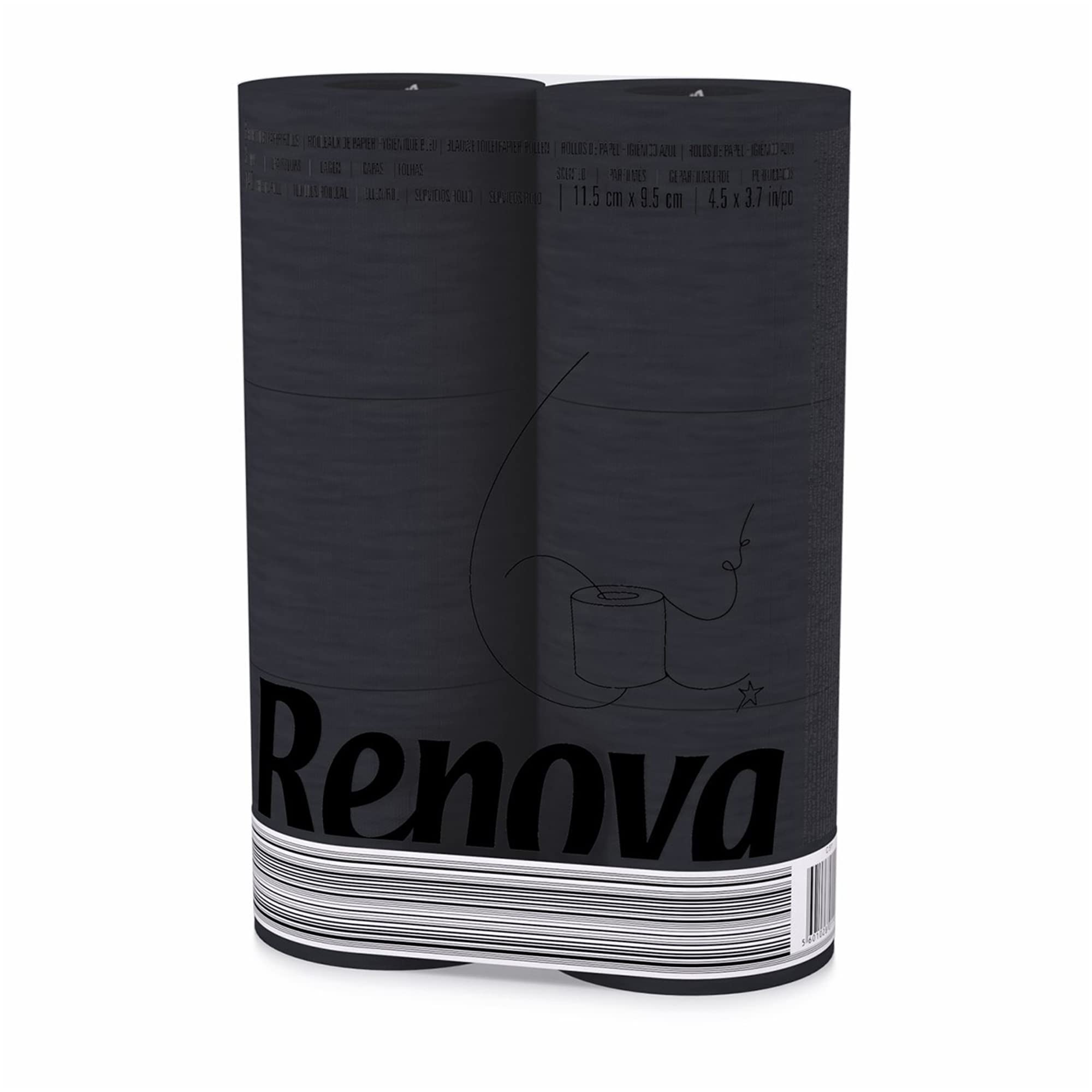 Renova Toilet Paper Black Label Toilettenpapier 6 Rollen, schwarz