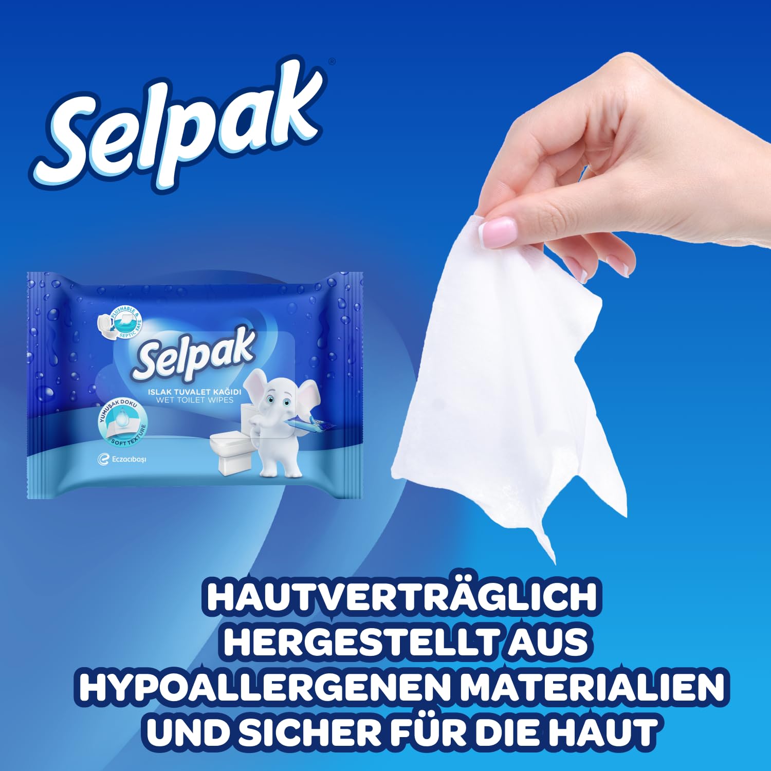Selpak Wet Wipes Feuchtes Toilettenpapier 1008 Tücher 24 Packungen spülbar