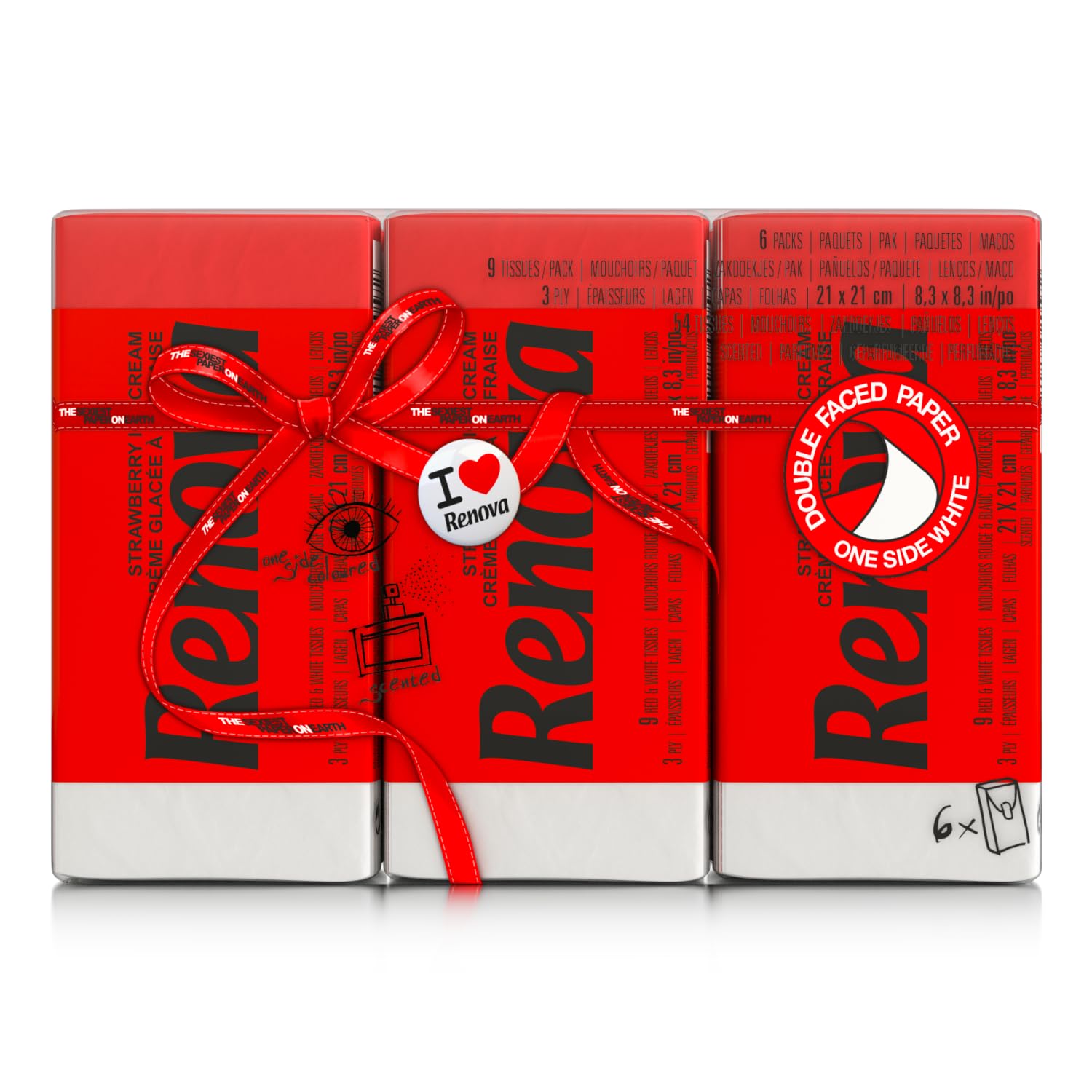 Renova Strawberry Ice Cream Taschentücher 6 Packungen mit Erdbeerduft