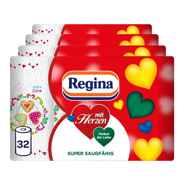 Regina mit Herzen Haushaltstücher 32 Rollen à 43 Blatt, 3-lagig, FSC-zertifiziert