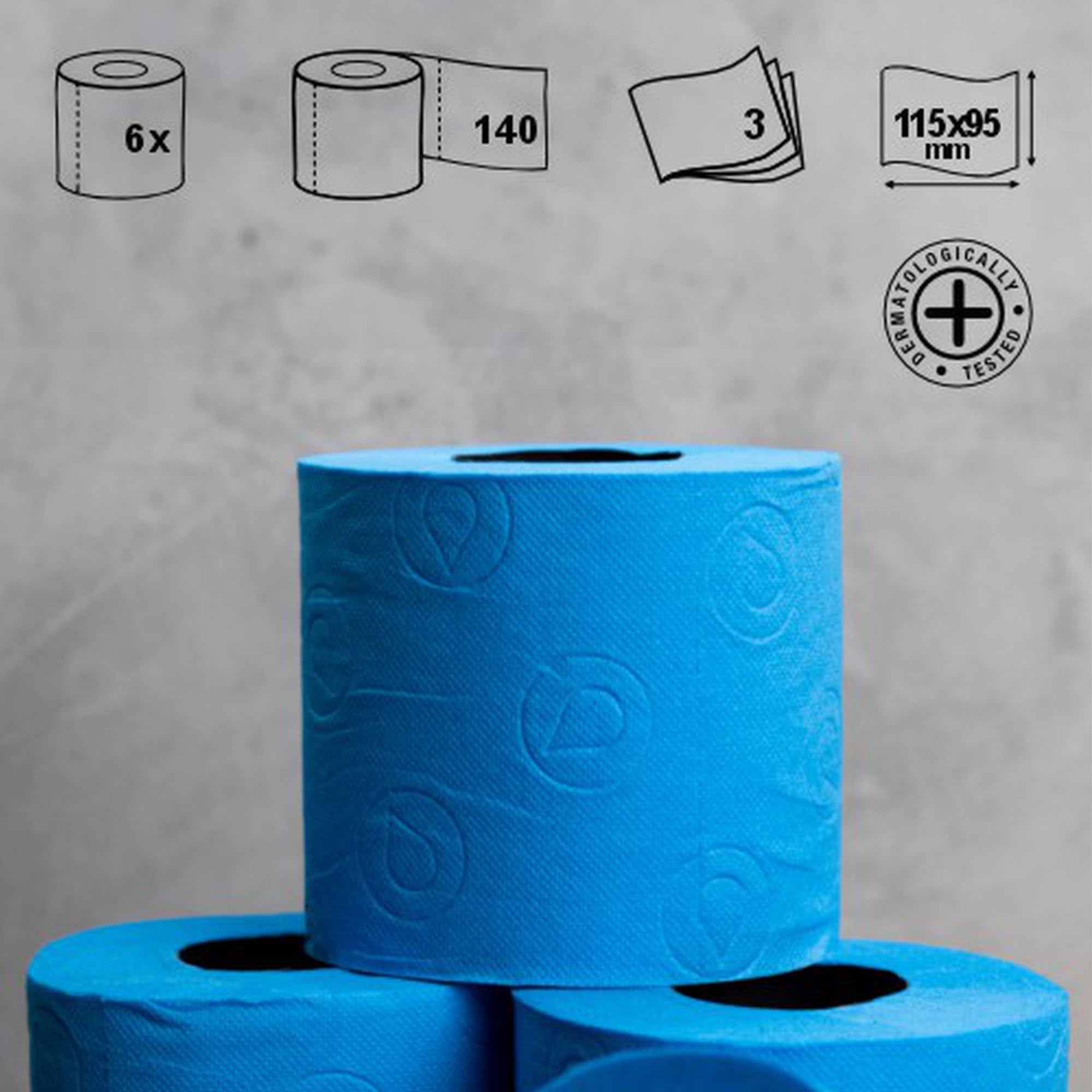 Renova Blue Toilettenpapier 6 Rollen, blau und 3-lagig