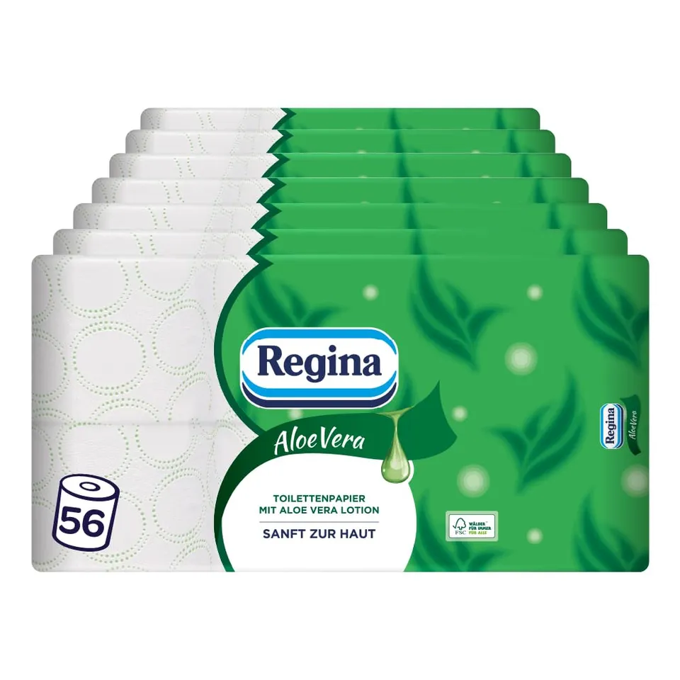Regina Aloe Vera Toilettenpapier 56 Rollen 3-lagig mit Aloe-Vera-Duft