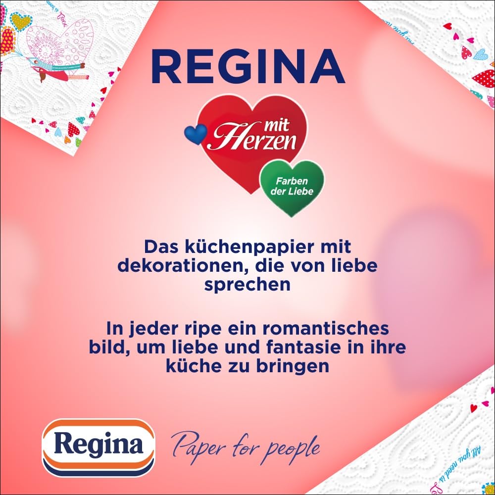 Regina mit Herzen Haushaltstücher 8 Rollen, 3-lagig