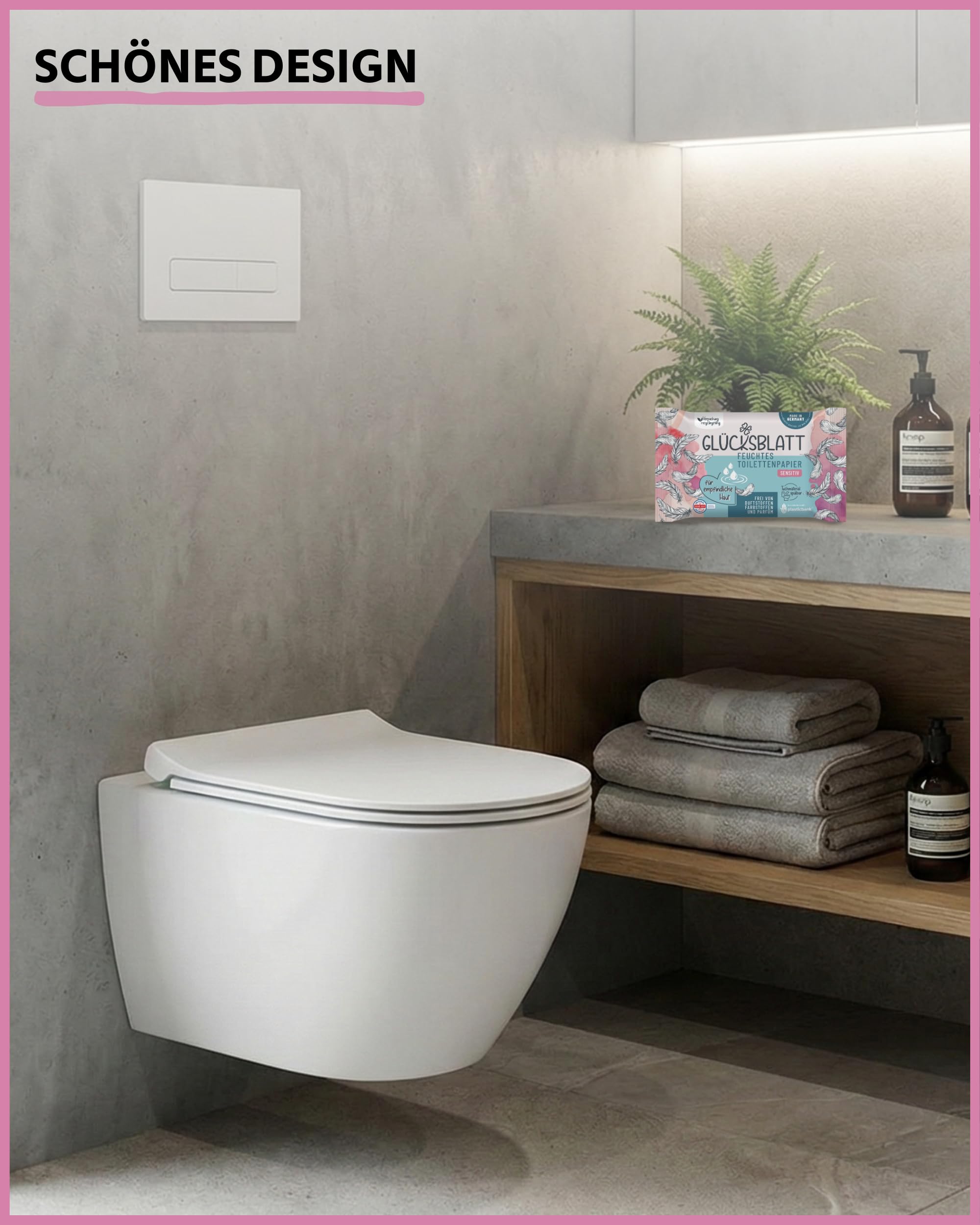 Glücksblatt Tücher feuchtes Toilettenpapier Sensitiv 12 x 42 Tücher, parfümfrei