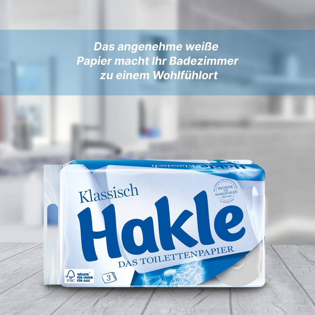 Hakle Klassisch Toilettenpapier 80 Rollen, 3-lagig und weiß