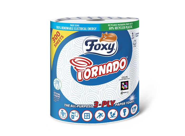 Foxy Tornado Küchentücher 1 Rolle, 3-lagig und 300 Blatt