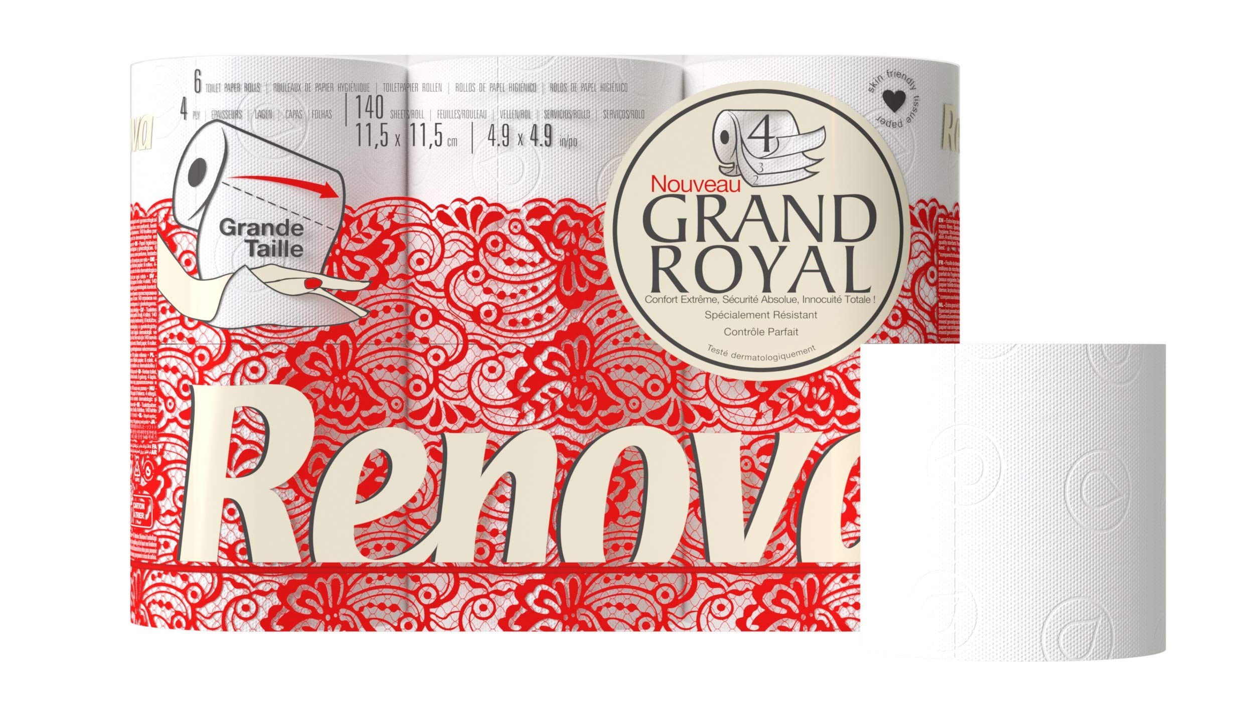Renova Toilet Paper 200105437 Renova Grand Royal 4-lagig Toilettenpapier 6 Rollen