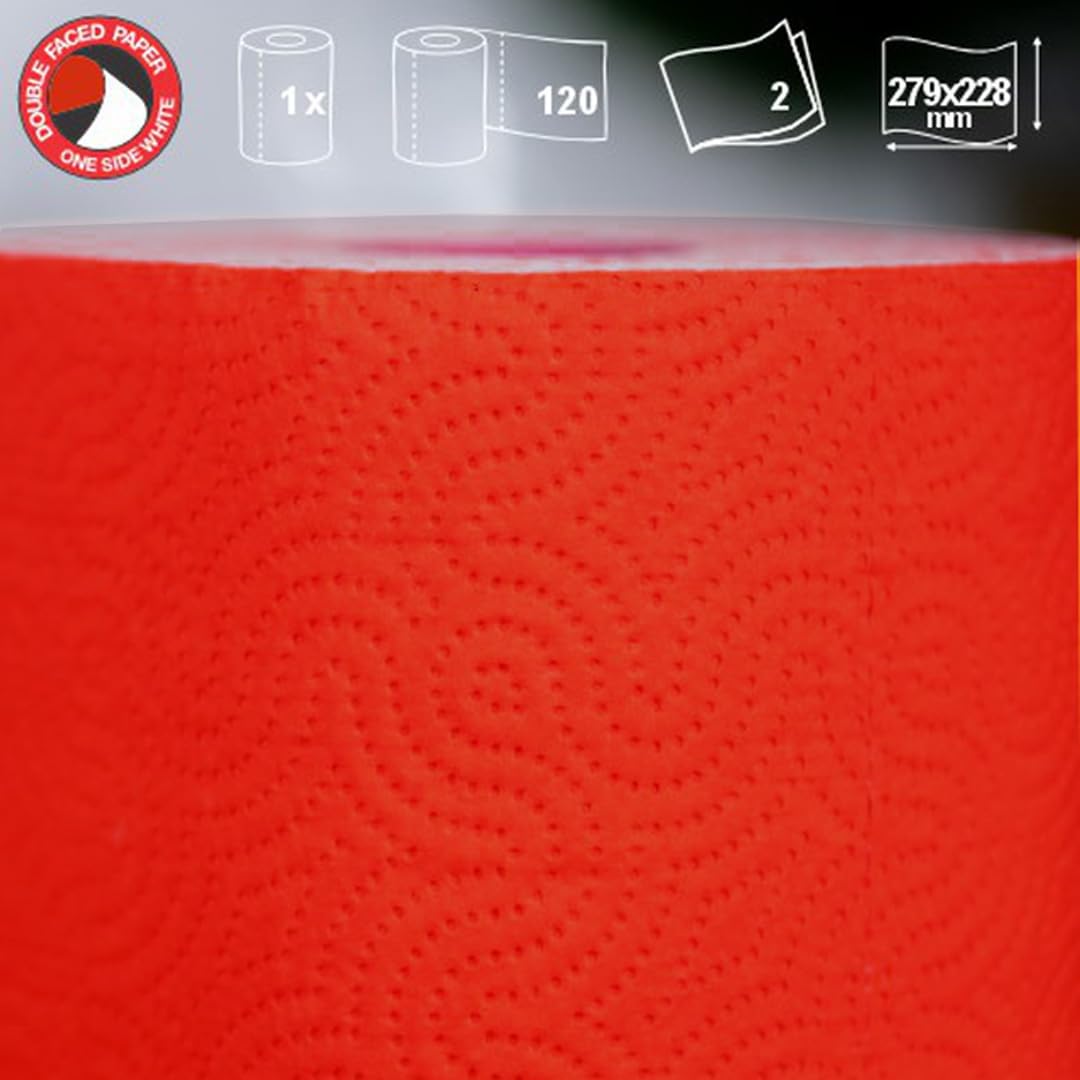 Renova Kitchen Roll RED Küchenrolle rot, 1 Rolle, 120 Blatt