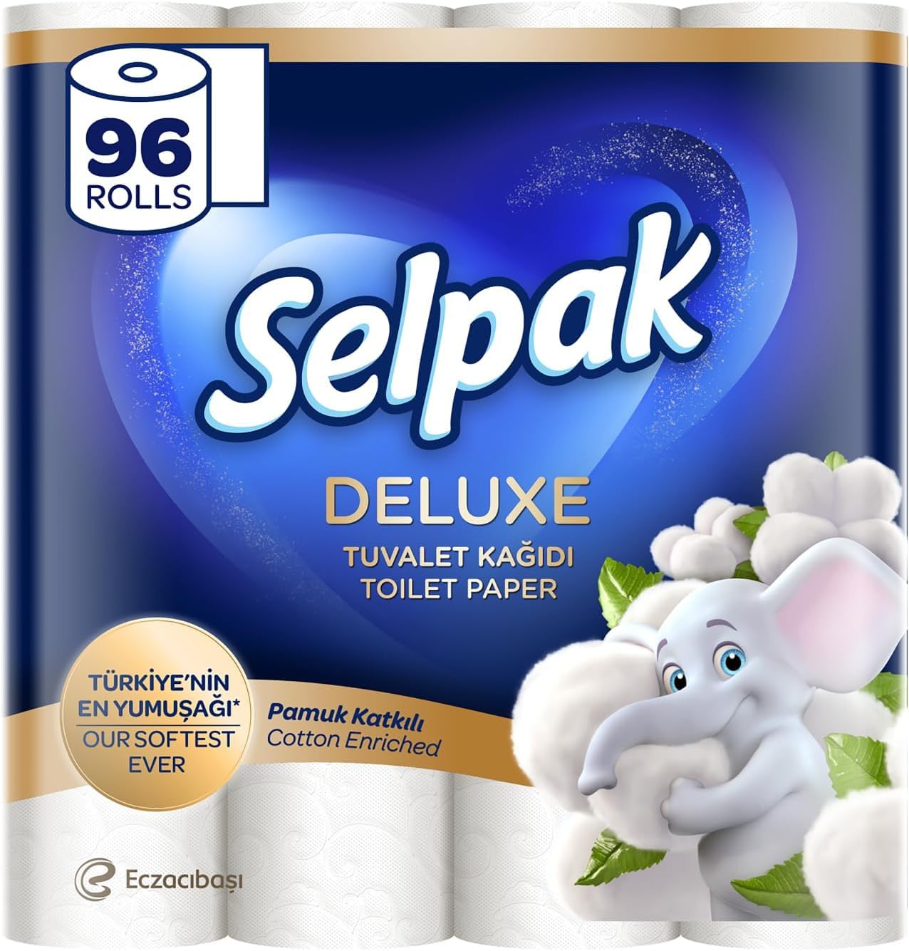 Selpak Deluxe Toilettenpapier 96 Rollen, 3-lagig mit Baumwollfasern