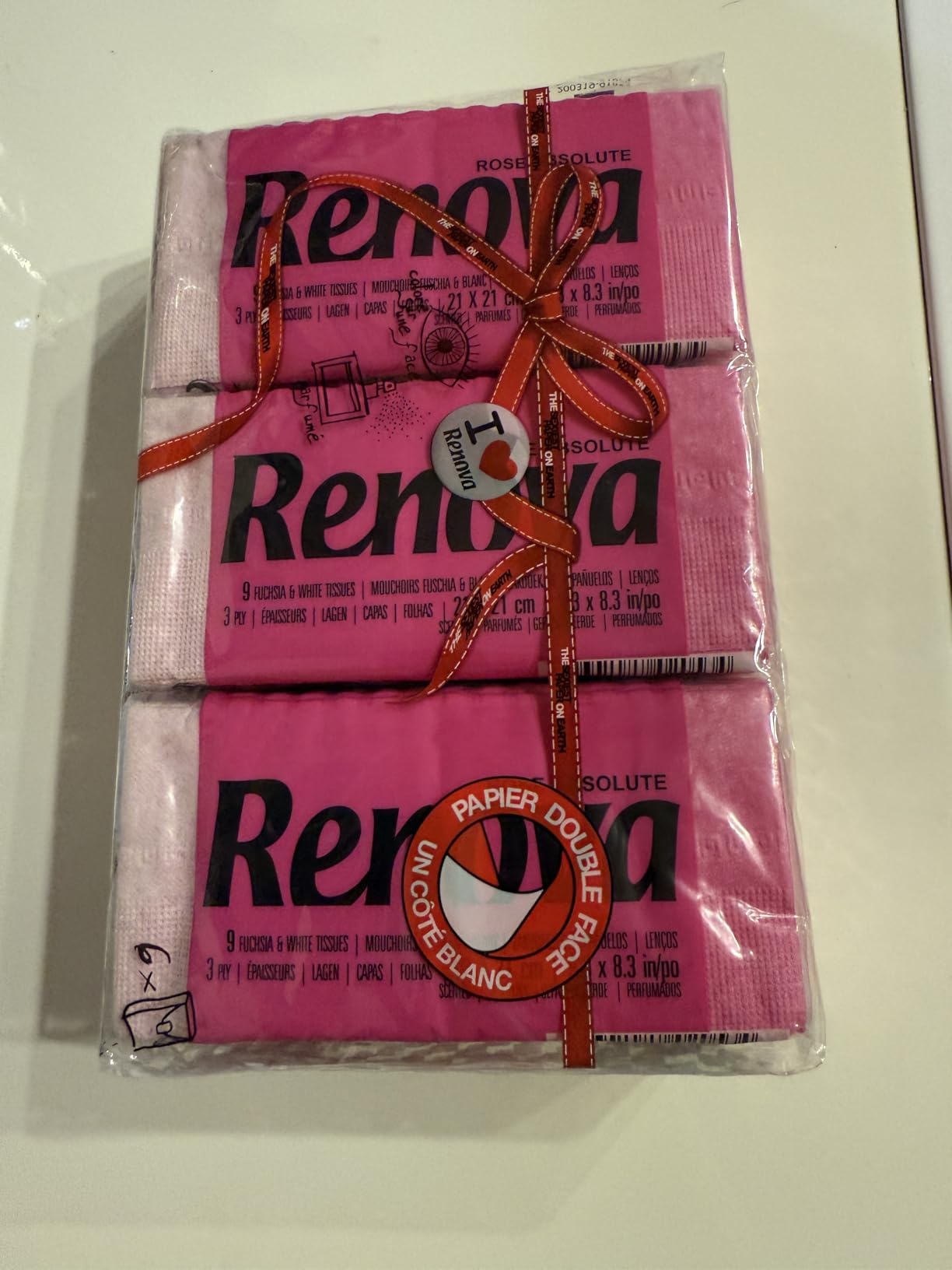 Renova Tissues Red Label Taschentücher blau, Blaubeerkuchenduft, 6 Päckchen