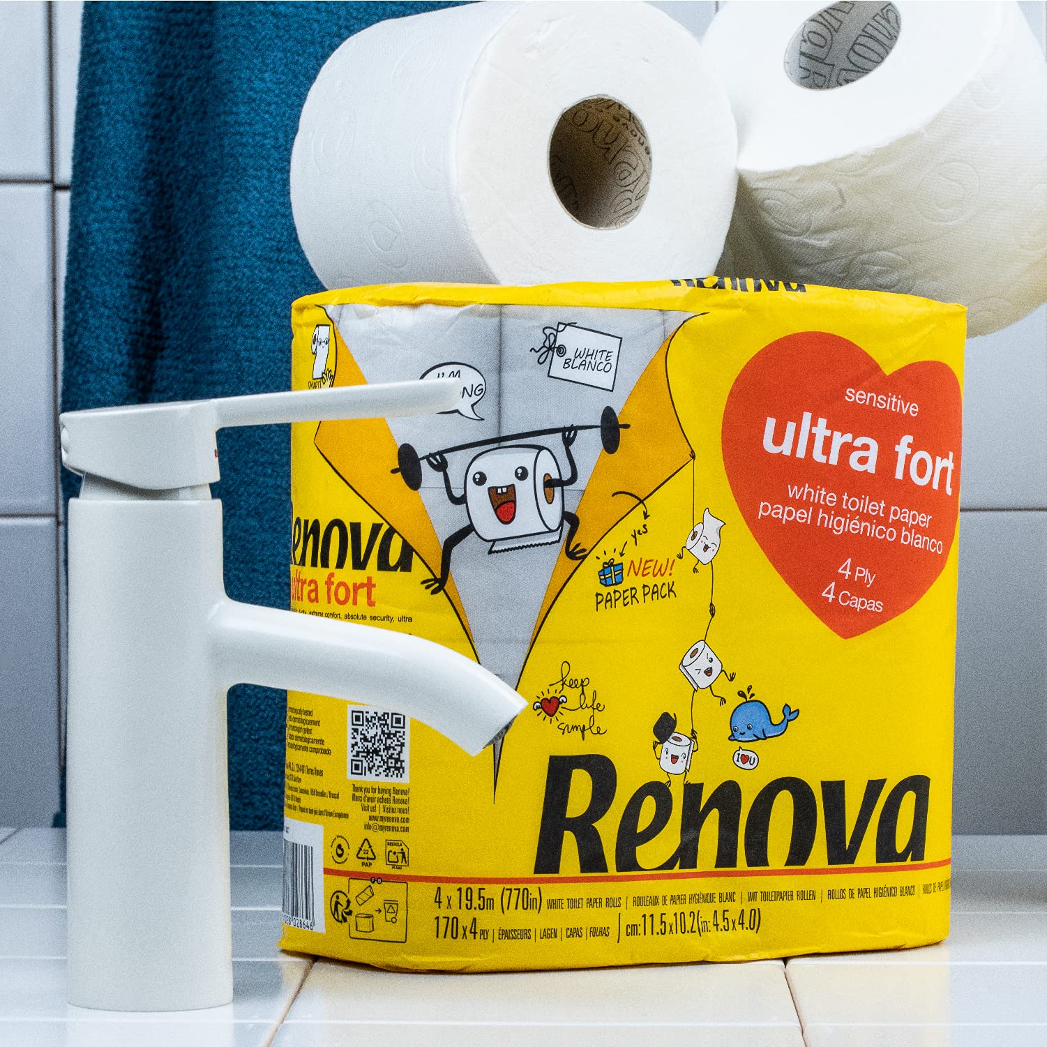 Renova Ultra Fort Toilettenpapier 4 Rollen, weiß und 4-lagig