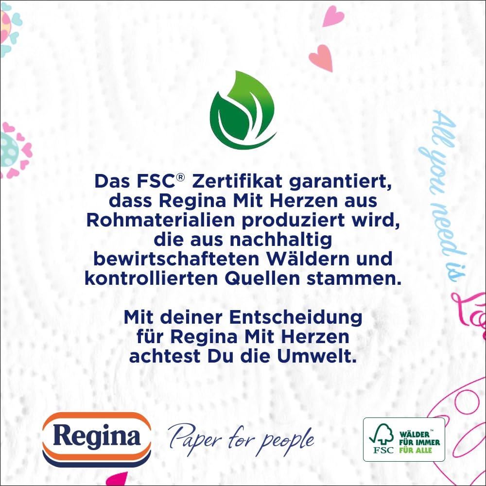 Regina mit Herzen Haushaltstücher 32 Rollen à 43 Blatt, 3-lagig, FSC-zertifiziert