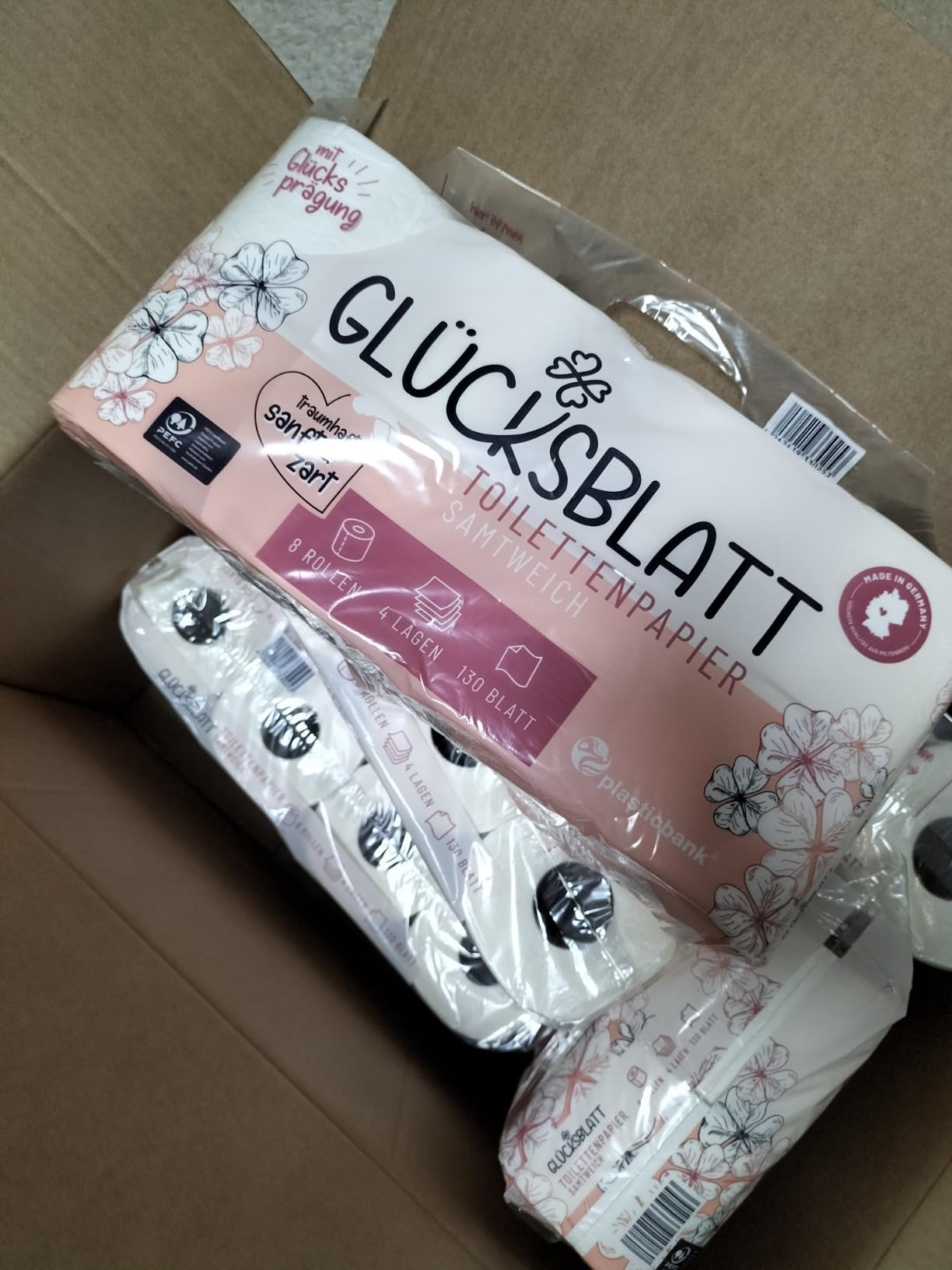 Glücksblatt Toilettenpapier samtweich 4-lagig Klopapier 48 Rollen